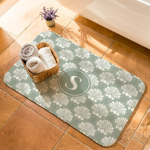 Monografie der weißen und grünen Seashell-Küste Badematte