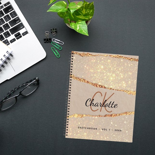 Monografie des beigen Goldbards des Sketchbuchs Notizbuch (Von Creator hochgeladen)