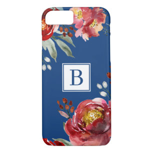 Monografie des Burgundes der Blume für Wasserfarbe Case-Mate iPhone Hülle