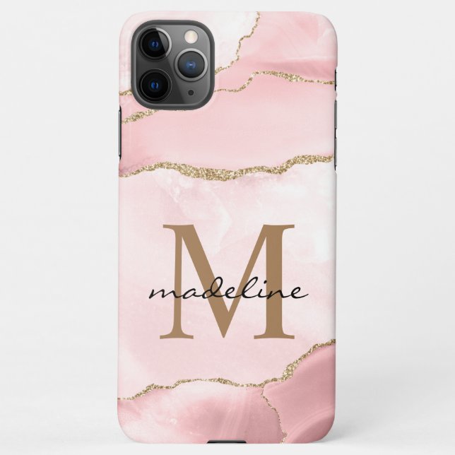 Monografie des modernen rosa Stone Agate Marmor iPhone Hülle (Rückseite)