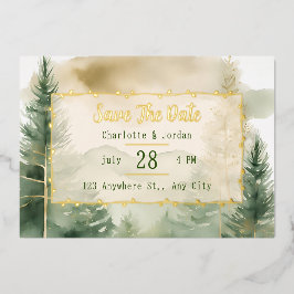 Monografie des Winterpine-Waldes Save the Date Folieneinladung