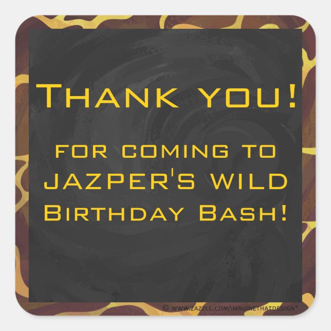 Monografische Giraffe, braun, Gelb Quadratischer Aufkleber (Vorderseite)