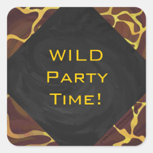 Monografische Giraffe, braun, Gelb Quadratischer Aufkleber