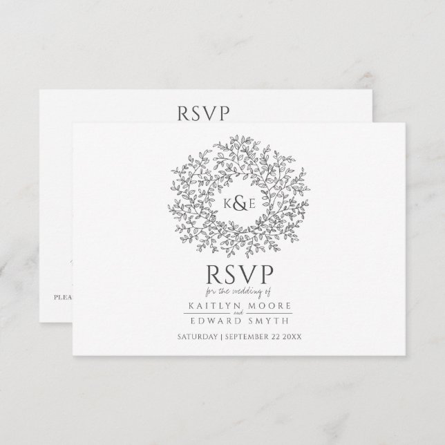 Monografische, handgezeichnete UAWG RSVP Karte (Vorne/Hinten)