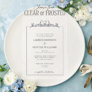 Monografische Hochzeit der formalen Navy-Blauen-Gr Acryleinladungen