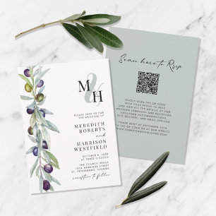 Monografische Hochzeit der Olive Branch Liebe Einladung