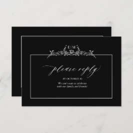 Monografische Hochzeit der Schwarz-Weiß-Blumenrind RSVP Karte