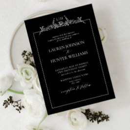 Monografische Hochzeit der Schwarz-weißen Blumenbr Einladung