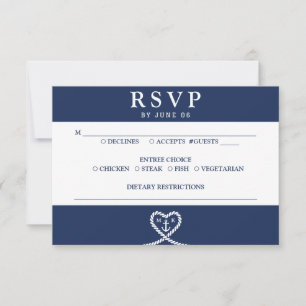 Monografische Hochzeit des blauen Herzens RSVP Karte