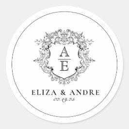 Monografische Hochzeit des formalen Wappen Runder Aufkleber
