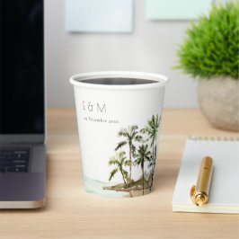 Monografische Hochzeit des tropischen Palmen Trees Pappbecher