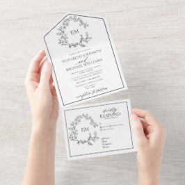 Monografische Hochzeit des Wappen All In One Einladung