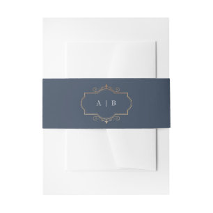 Monografische Hochzeit des Wappen in Marineblau Einladungsbanderole