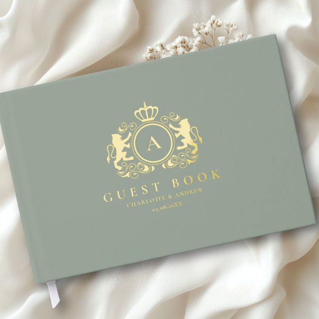 Monografische Hochzeit für kundenspezifische Logos Gästebuch (Customer specific Logo Monogram Foil Wedding Guest Book with your name and date. )