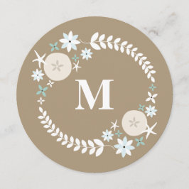 Monografische Hochzeit von Beach Wreath Sand Dolla Einladung