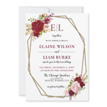 Monografische Hochzeit von Burgundy Blush Gold Flo
