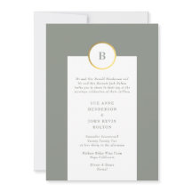 Monografische Hochzeit von Grün und Gold Foil