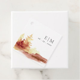 Monografische Hochzeit von Rostgelben Sträuchern Geschenkanhänger