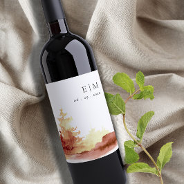 Monografische Hochzeit von Rostgelben Sträuchern Weinetikett