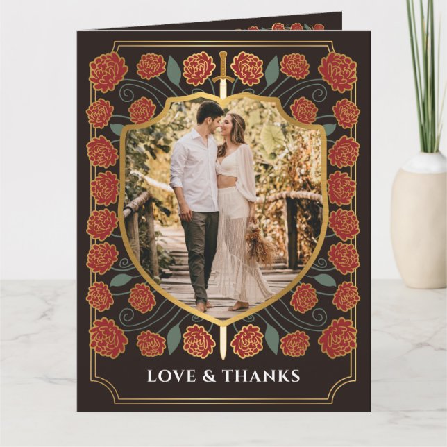 Monografische Hochzeit von Sword & Shield Dankeskarte (Vorderseite)