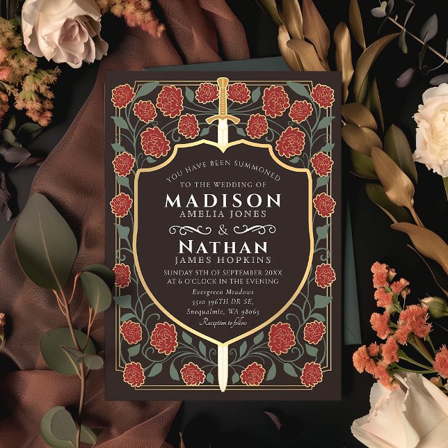 Monografische Hochzeit von Sword & Shield Einladung (Von Creator hochgeladen)