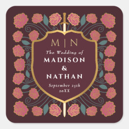 Monografische Hochzeit von Sword & Shield Quadratischer Aufkleber