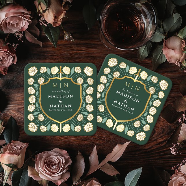 Monografische Hochzeit von Sword & Shield Rechteckiger Pappuntersetzer (Von Creator hochgeladen)