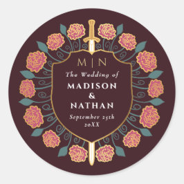 Monografische Hochzeit von Sword & Shield Runder Aufkleber