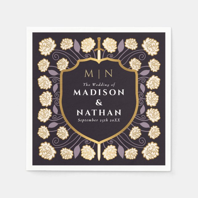Monografische Hochzeit von Sword & Shield Serviette (Vorderseite)
