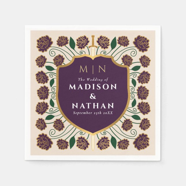 Monografische Hochzeit von Sword & Shield Serviette (Vorderseite)