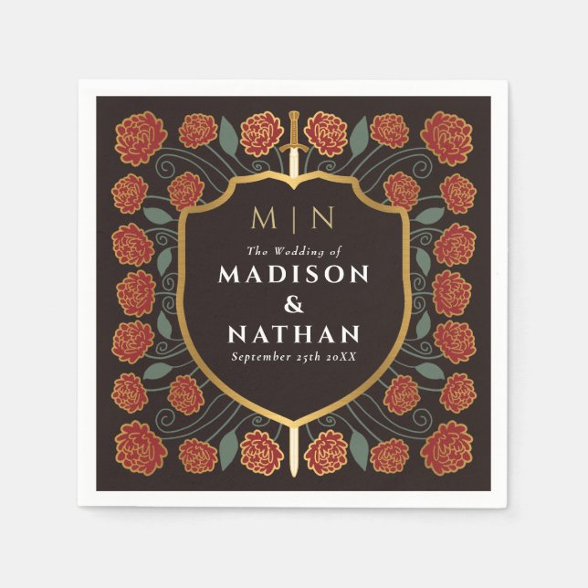 Monografische Hochzeit von Sword & Shield Serviette (Vorderseite)