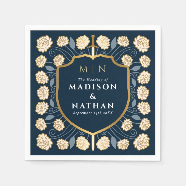 Monografische Hochzeit von Sword & Shield Serviette (Vorderseite)