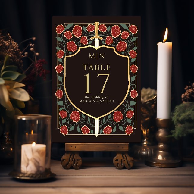 Monografische Hochzeit von Sword & Shield Tischnummer (Von Creator hochgeladen)