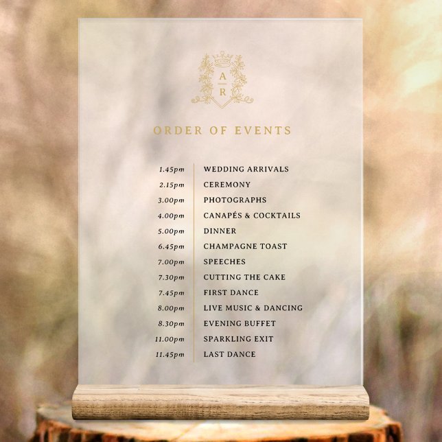 Monografische Reihenfolge der Veranstaltungen Hoch Acrylschild (Von Creator hochgeladen)