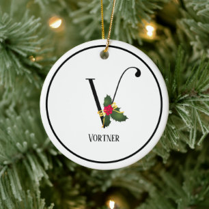 Monografische Weihnachtsschrift V Personalisiert Keramik Ornament