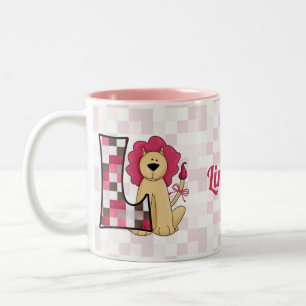 Monografischer Brief des Kid's Pink Lion L Zweifarbige Tasse