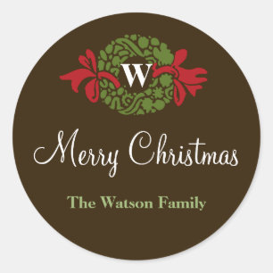 Monografischer Brief, Weihnachtsgeschenk Runder Aufkleber