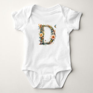 Monografischer Buchstabe D für Aquarellfarben Baby Strampler