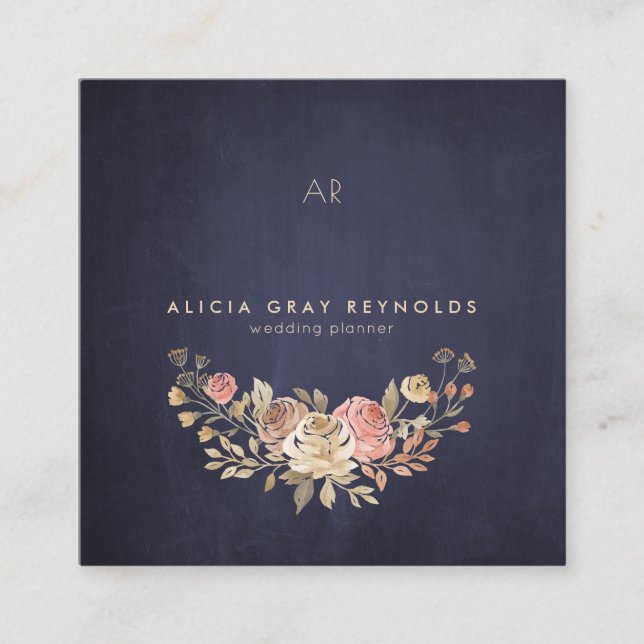 Monografischer Hochzeitsplaner für Navy-Monogram-A Quadratische Visitenkarte (Vorderseite)