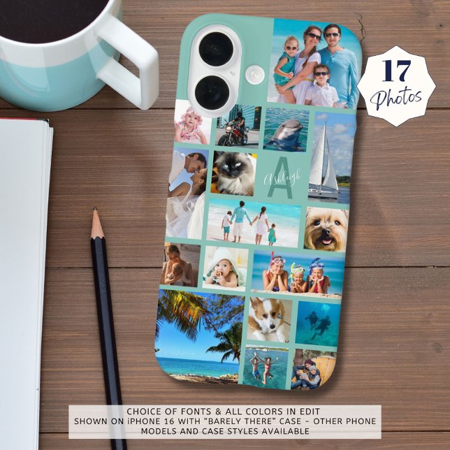 Monografischer Name des Foto Collage 17 Fotos Minz Case-Mate iPhone Hülle (Von Creator hochgeladen)