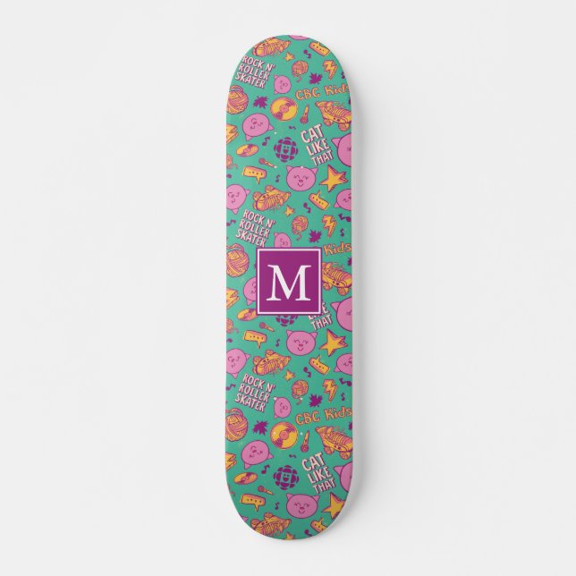 Monografisches Cottonball-Muster Skateboard (Vorne)