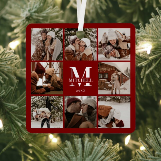 Monografisches Geschenk für die moderne Burgundy-F Ornament Aus Metall (InSitu)