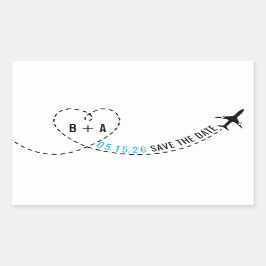 Monografisches Hochzeitdatum der Flugstrecke Perso Rechteckiger Aufkleber