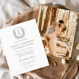 Monografisches Hochzeitssaal für grünes Wappen Flyer