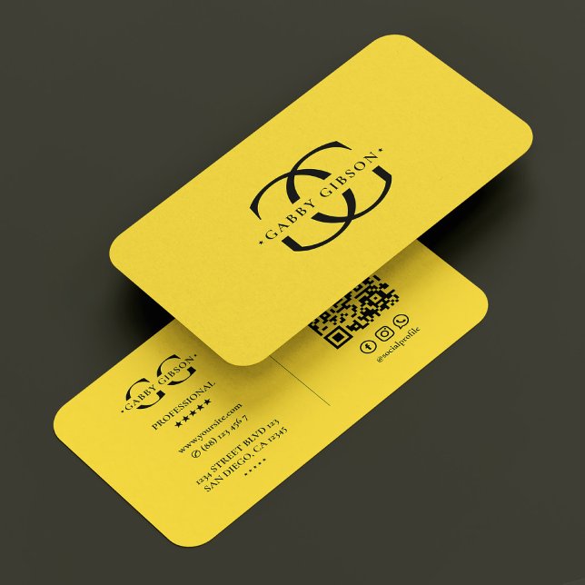 Monografisches Logo G Yellow Modern Visitenkarte (Construction Monogram Logo G Yellow Modern Business Card
)