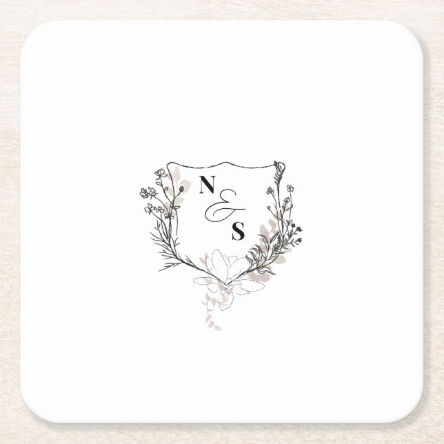 Monografisches Schwarz/Weiß-Wappen Rechteckiger Pappuntersetzer (Vorderseite)