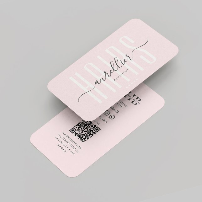 Monografisches Syndrom Visitenkarte (Modern Hairstylist Hairs Monogram Pink Business Card
)