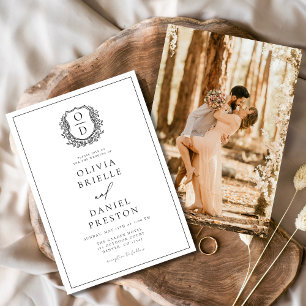 Monografisches Wappen-Hochzeitsstich Einladung