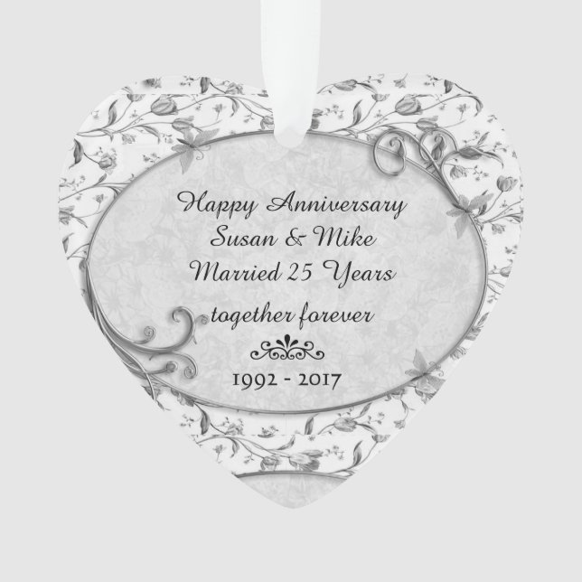 Monogram 25. Wedding Anniversar Keepake Ornament (Vorderseite)