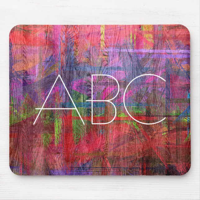 Monogram #2, farbiges Holzkörnchen Mousepad (Vorne)